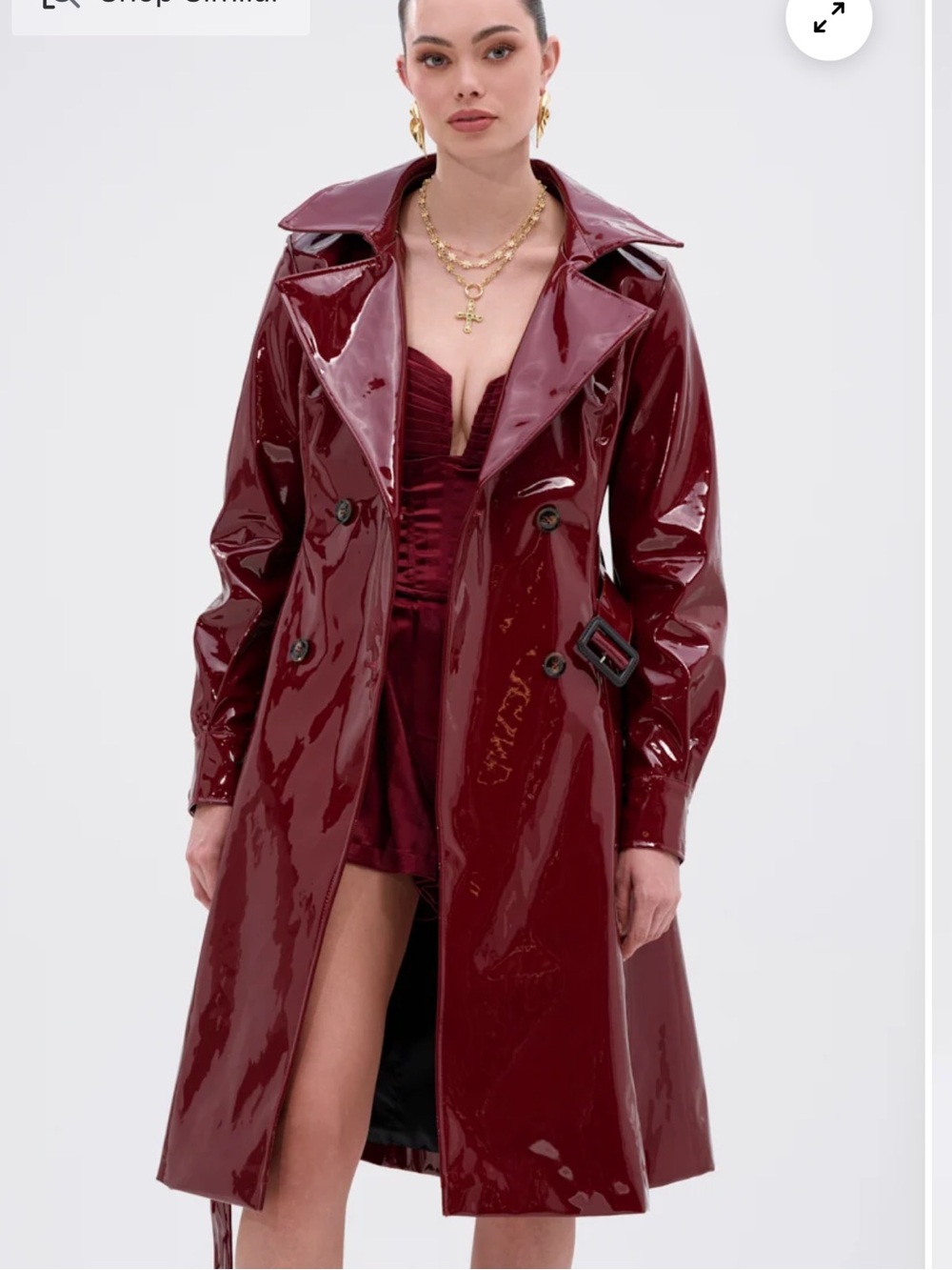 Shopakira Patent Trench Coat in Deep Burgundy